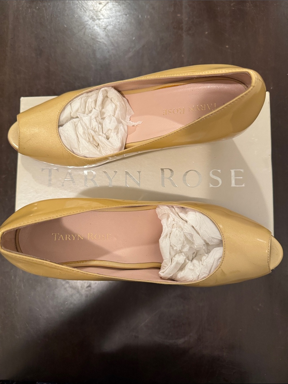 Taryn Rose - Kimberly- Peep-Toe Patent Leather Wedges